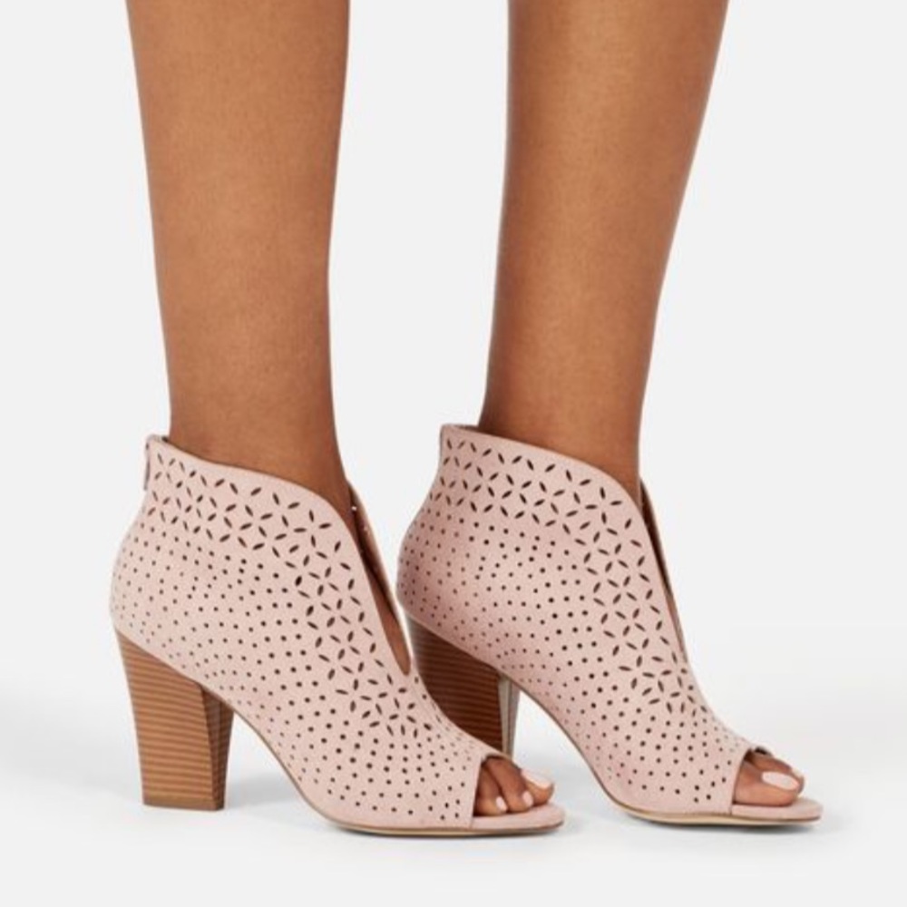 NWT Open Toe Heeled Bootie